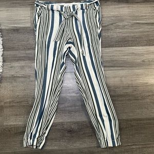 Loft belted striped trousers